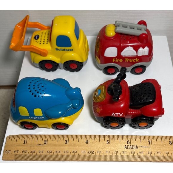 VTech Go! Go! Smart Wheels Vehicle Set Of 4 Fire Truck ATV Bulldozer & Airplane - Picture 11 of 12